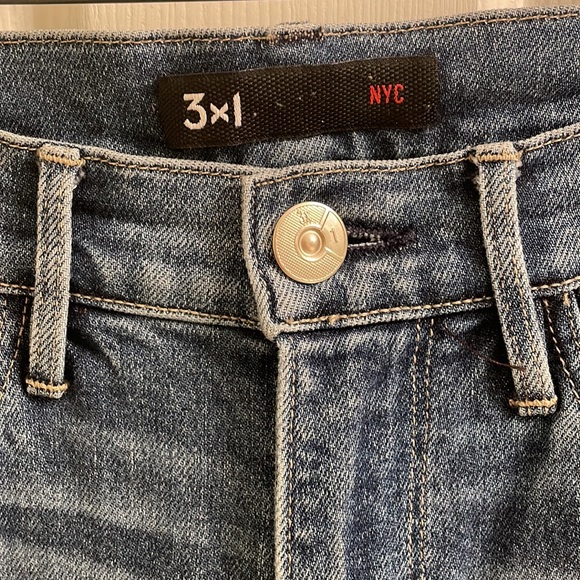 3x1 Shredded Crop High Rise Straight Denim Jeans Size 27 - Picture 3 of 5